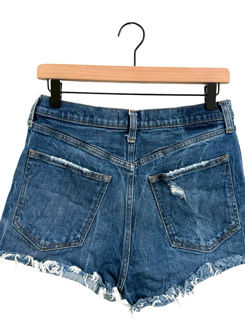 Abercrombie & Fitch High-Rise Distressed Denim Shorts - Blue - Picture 4 of 8